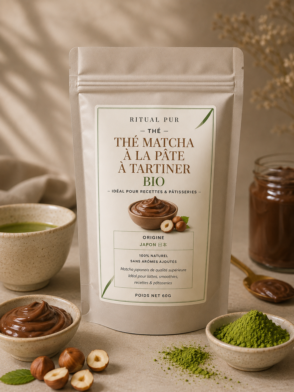 Matcha Pâte à Tartiner Bio – Latte Gourmand Japonais | 60 g