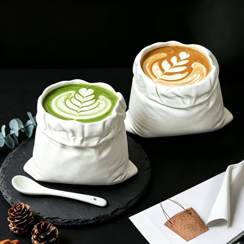✨ 2 Tasse Pochette en Céramique | Cuillère Offerte 🎁