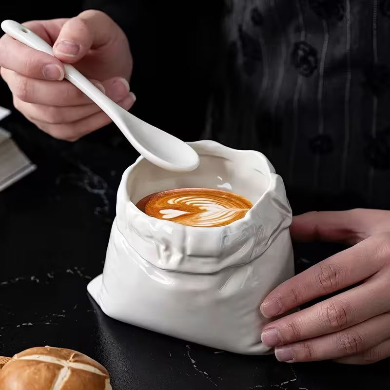 ✨ 2 Tasse Pochette en Céramique | Cuillère Offerte 🎁