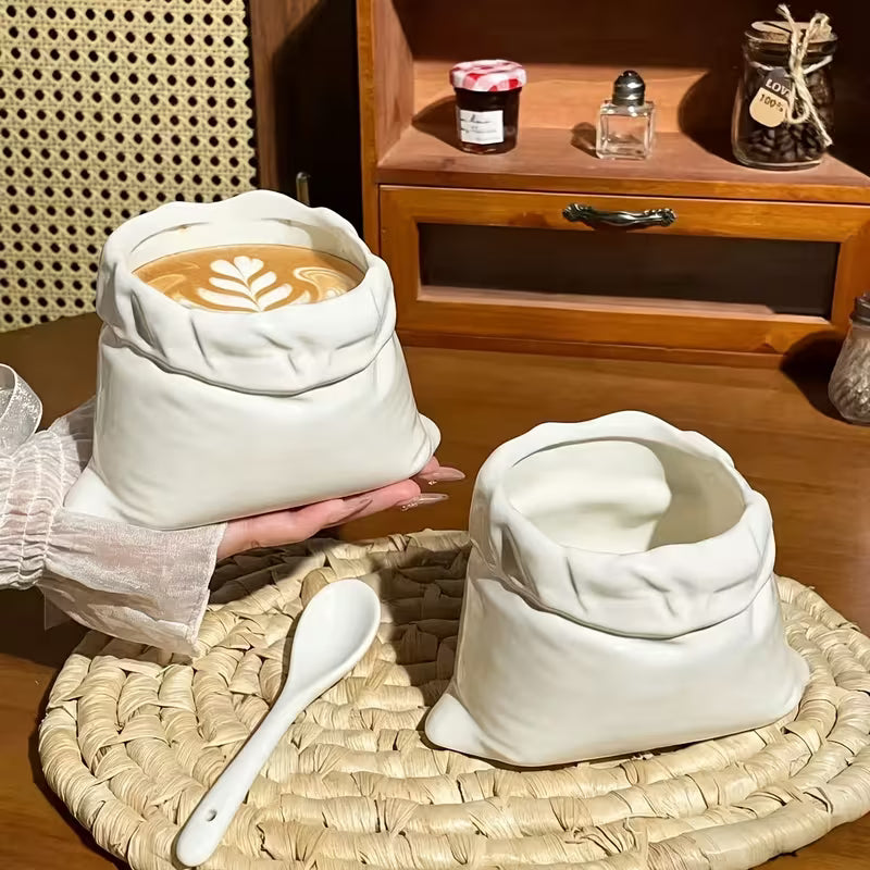 ✨ 2 Tasse Pochette en Céramique | Cuillère Offerte 🎁