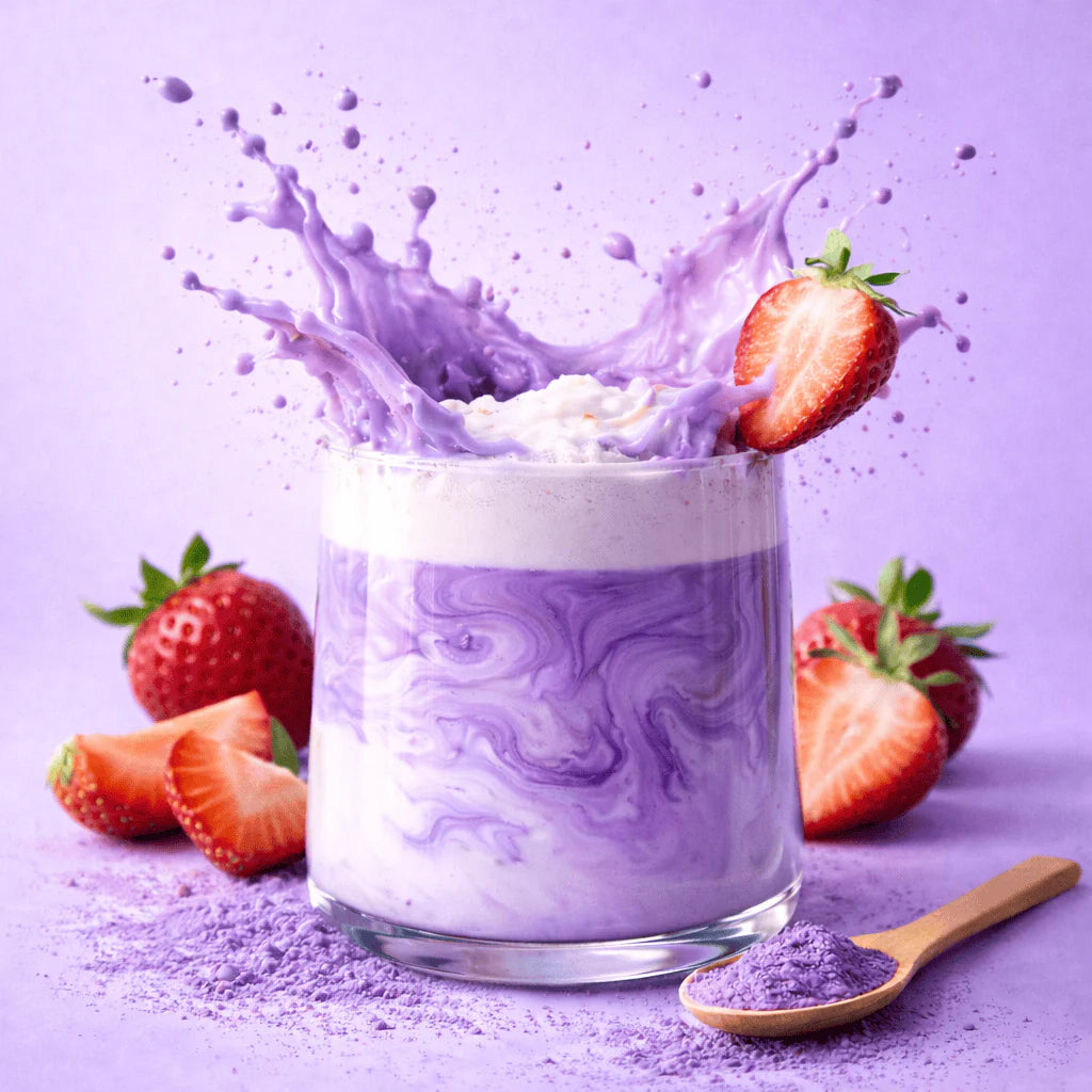 Poudre d'Ube à la Fraise Bio – Latte Violet Japonais | 60 g